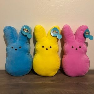 Peeps Bunny 15” Easter Plush Pink, Blue & Yellow Set of 3